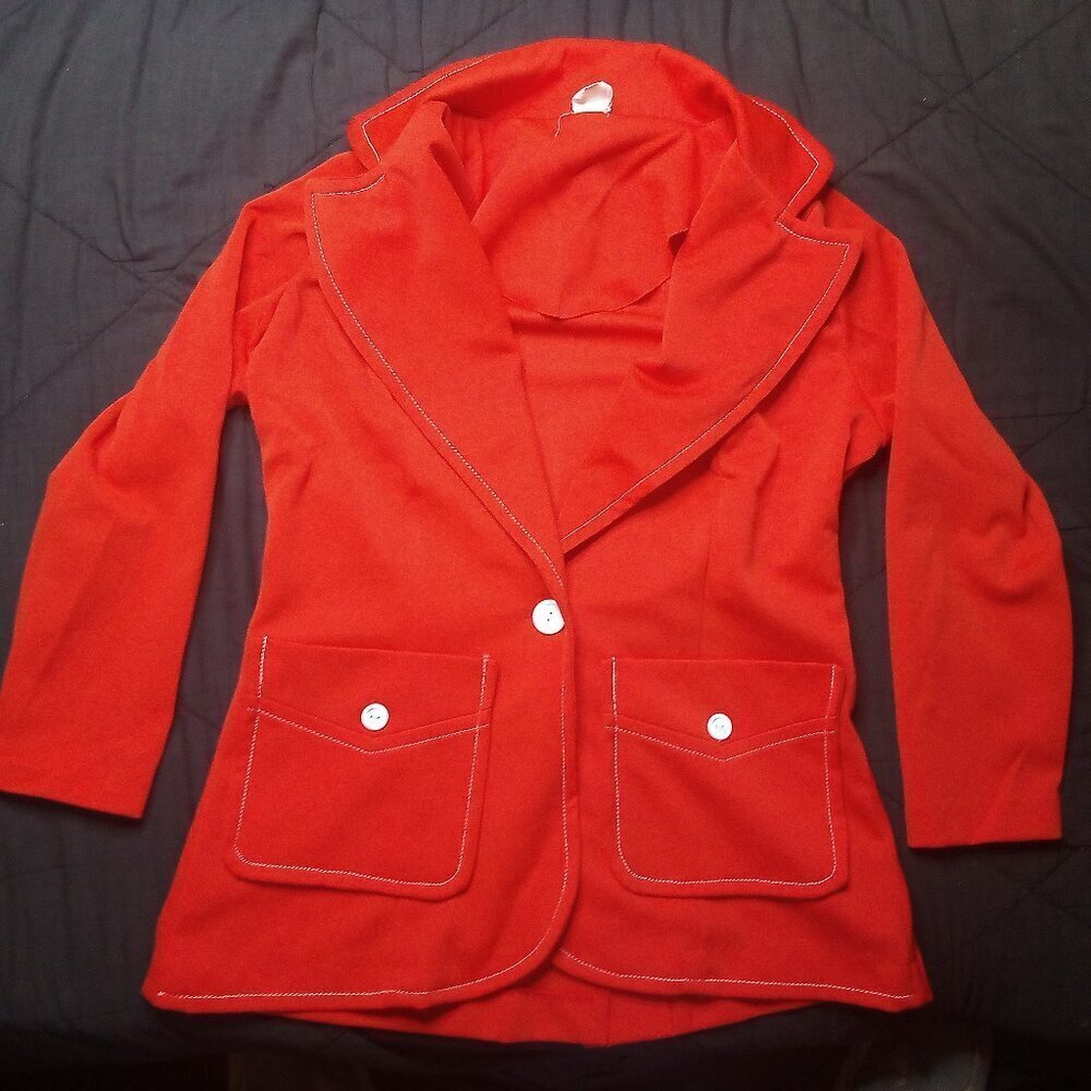 Vintage Polyester Blazer Jacket Shirt Dagger Collar